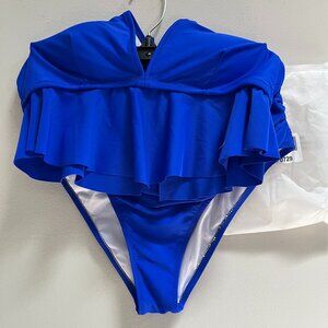 Women's Blue Bikini Tankini Two Piece Bathing Suit Cobalt Blue New Medium‎